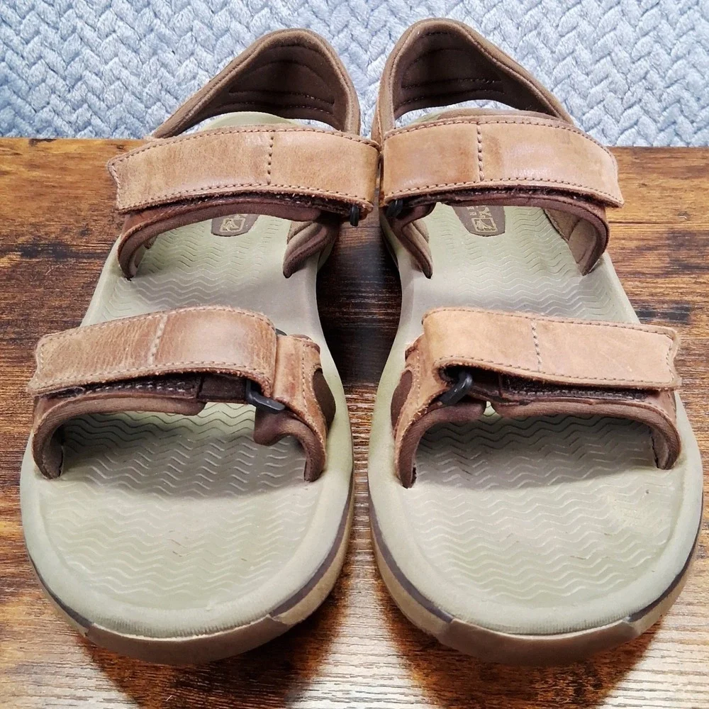 Sperry‎ Top-Sider Mens Baitfish Tan Leather Adjustable Sport Sandals Size 9M